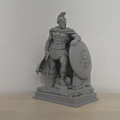 Chiến binh Spartan đang nghỉ ngơi với khiên Medusa