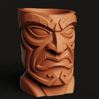 Chậu Cây Tiki Polynesia | Chậu Hoa Totem Tộc | Trang Trí Vườn Độc Lạ In 3D