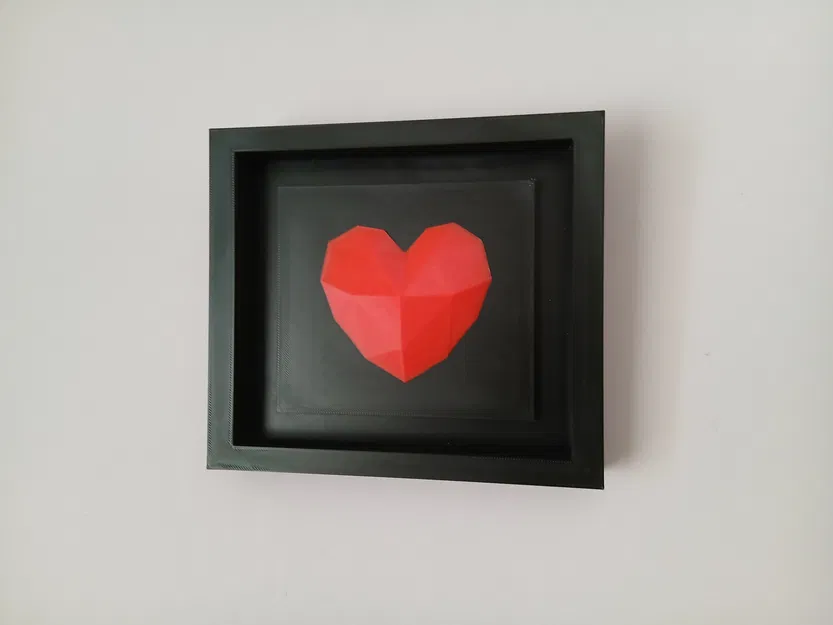 Trái Tim Hình Học Valentine 3D Treo Tường Có Khung - Image 1