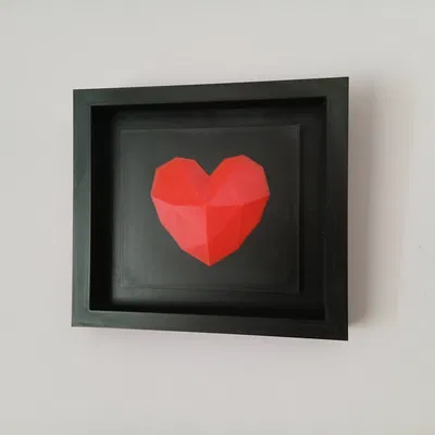 Trái Tim Hình Học Valentine 3D Treo Tường Có Khung