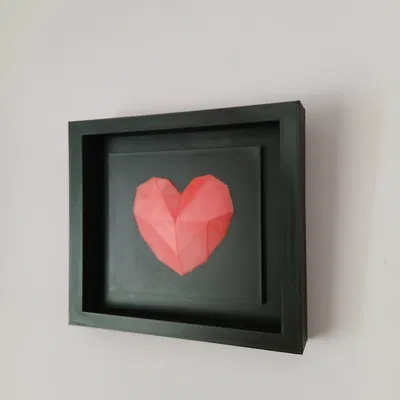 Trái Tim Hình Học Valentine 3D Treo Tường Có Khung