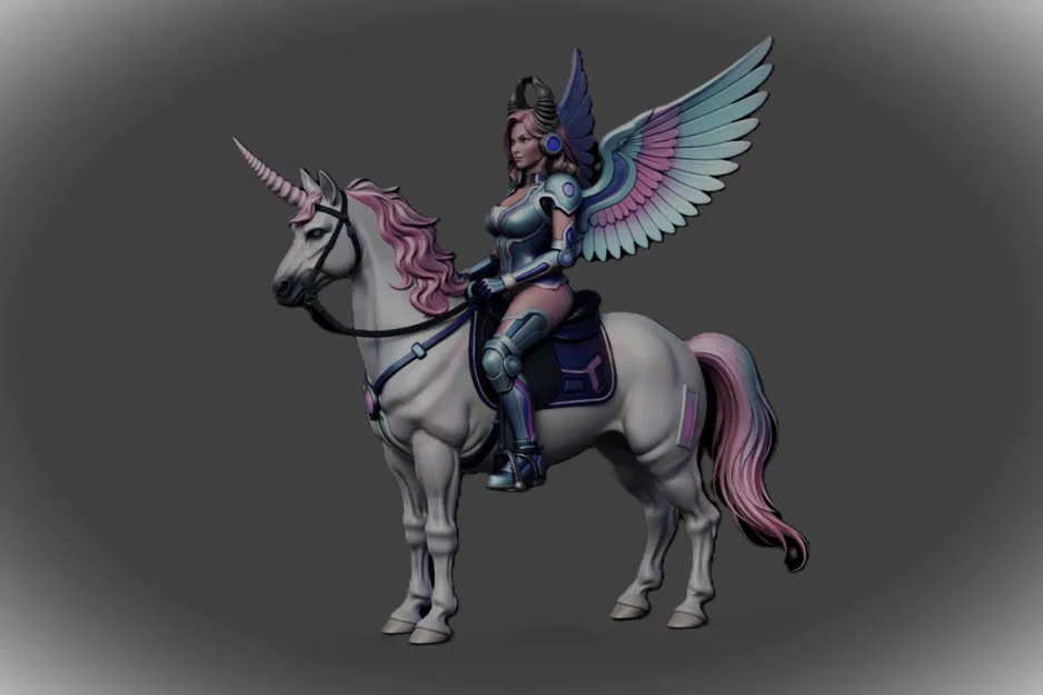 Kỵ Sĩ Valkyrie Thiên Giới Cưỡi Kỳ Lân – Figure Trưng Bày Fantasy - Image 1