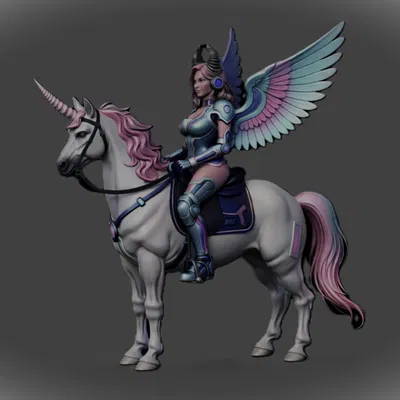 Kỵ Sĩ Valkyrie Thiên Giới Cưỡi Kỳ Lân – Figure Trưng Bày Fantasy