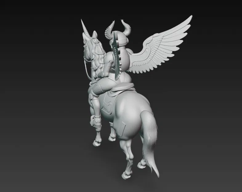 Kỵ Sĩ Valkyrie Thiên Giới Cưỡi Kỳ Lân – Figure Trưng Bày Fantasy - Image 3