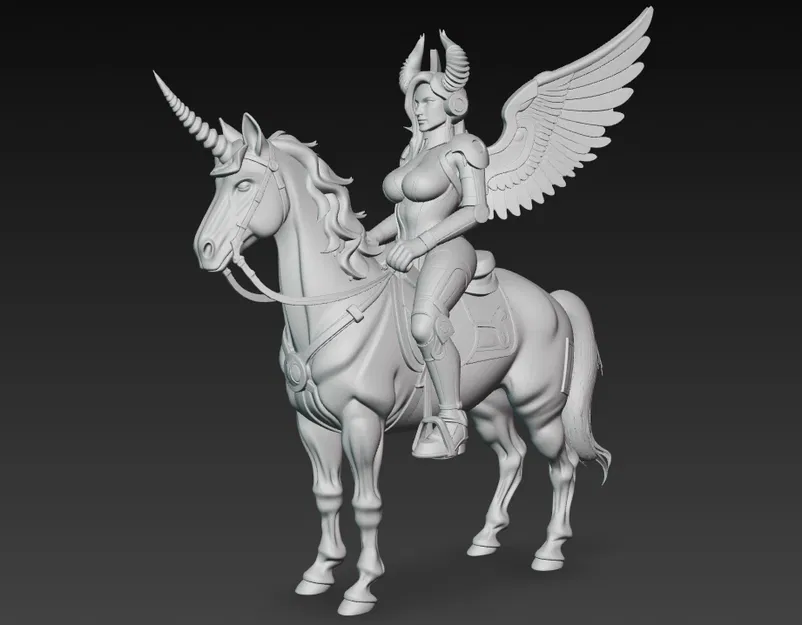 Kỵ Sĩ Valkyrie Thiên Giới Cưỡi Kỳ Lân – Figure Trưng Bày Fantasy - Image 4