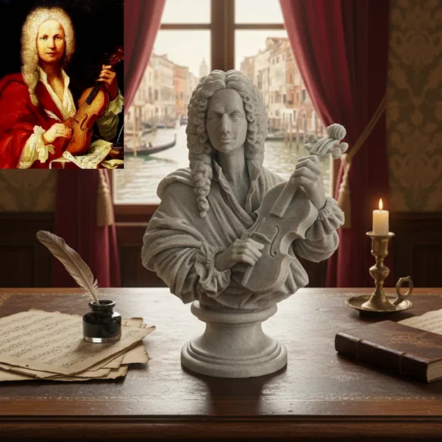 Antonio Vivaldi – Tượng bán thân kèm violin - Image 1