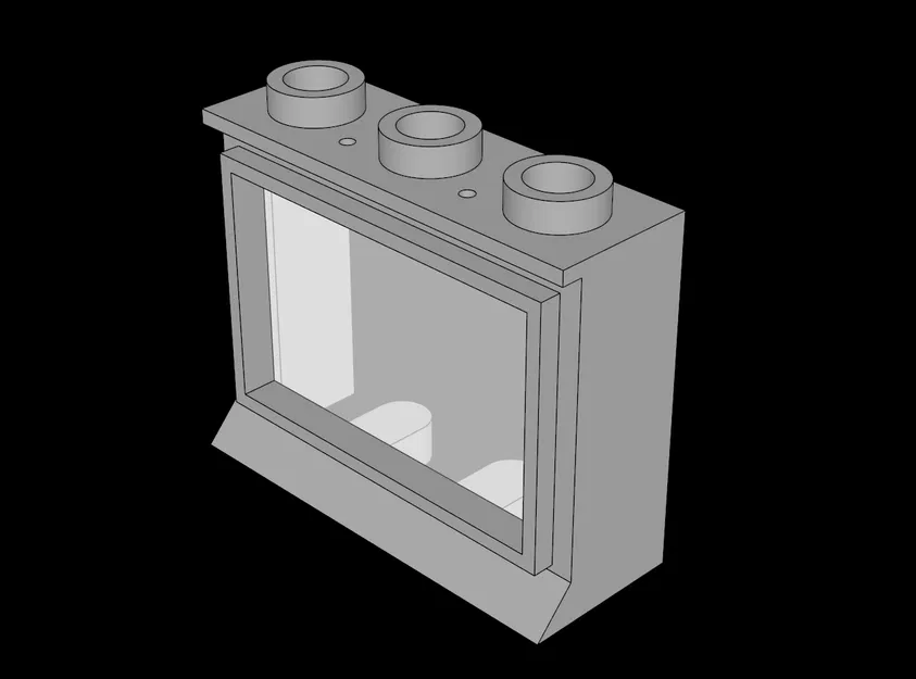 Cửa sổ LEGO Compatible (31bc01.dat) 1 x 3 x 2 Classic, bệ dài (hoàn chỉnh) - Image 1