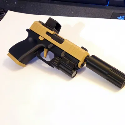 Suppressor & Barrel Ren Cho Glock Fidget Keychain – Đồ Chơi Mini Slide-Action In 3D