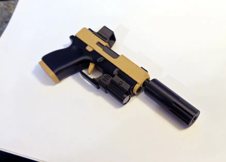 Suppressor & Barrel Ren Cho Glock Fidget Keychain – Đồ Chơi Mini Slide-Action In 3D - Image 2