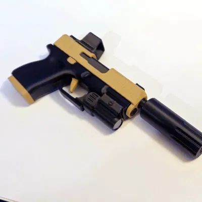 Suppressor & Barrel Ren Cho Glock Fidget Keychain – Đồ Chơi Mini Slide-Action In 3D