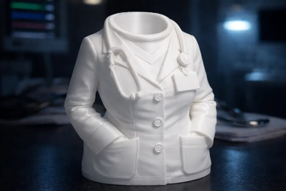 Kệ cắm bút áo blouse bác sĩ nữ – Organizer bàn làm việc thanh lịch cho nữ ngành y - Image 1