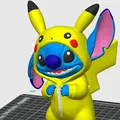 Stitch mặc bộ đồ Pikachu (kigurumi) – mô hình mini để bàn - Thumbnail 2