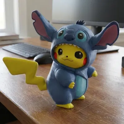 Pikachu mặc costume Stitch (Pikachu in Stitch costume)