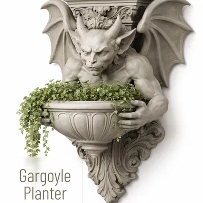 Gargoyle Treo Tường Kèm Chậu Cây - Decor Gothic/Renaissance (In 3D)