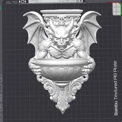 Gargoyle Treo Tường Kèm Chậu Cây - Decor Gothic/Renaissance (In 3D)