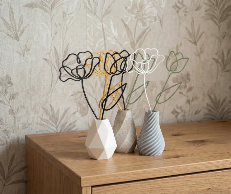Hoa Dây Tối Giản – Trang Trí Bình Hoa (Minimalist Wire Flowers - Vase Decor) - Image 2