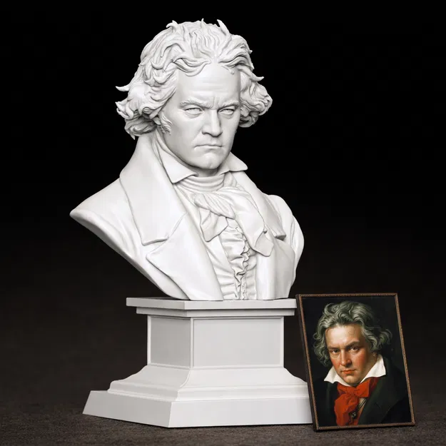 Tượng bán thân Beethoven (Beethoven bust) in 3D siêu chi tiết - Image 1