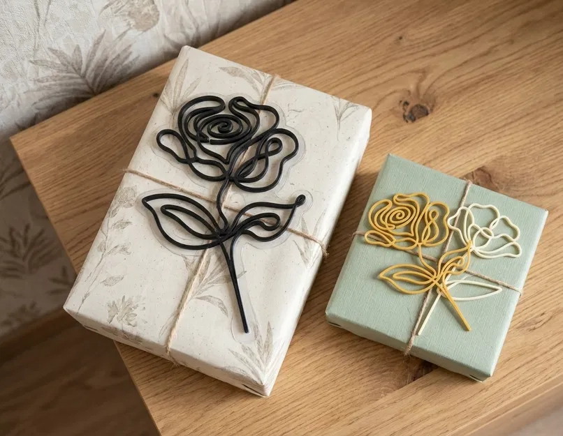 Gift Decor - Rose Line Art (Trang trí quà tặng - Hoa hồng line art) - Image 1