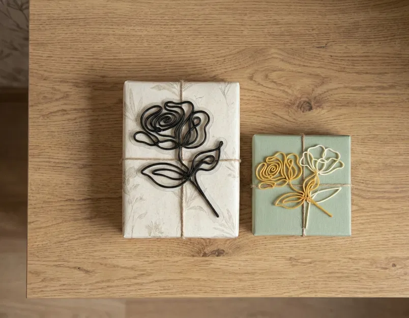 Gift Decor - Rose Line Art (Trang trí quà tặng - Hoa hồng line art) - Image 2