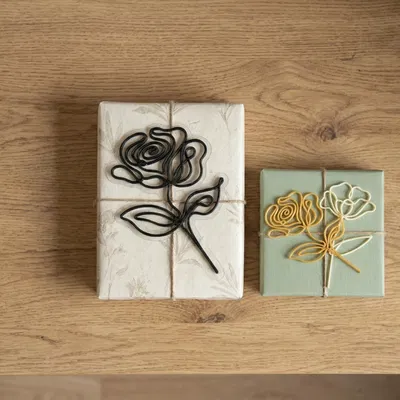 Gift Decor - Rose Line Art (Trang trí quà tặng - Hoa hồng line art)