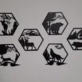 Tranh treo tường nghệ thuật lục giác động vật hoang dã (Hexagon Wildlife Wall Art) - Thumbnail 1