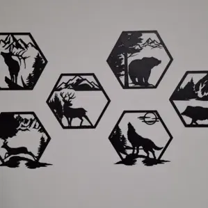 Tranh treo tường nghệ thuật lục giác động vật hoang dã (Hexagon Wildlife Wall Art)