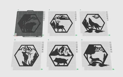 Tranh treo tường nghệ thuật lục giác động vật hoang dã (Hexagon Wildlife Wall Art) - Image 2