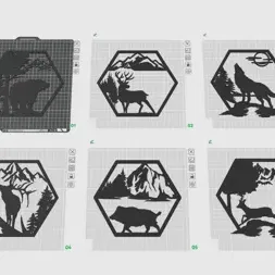 Tranh treo tường nghệ thuật lục giác động vật hoang dã (Hexagon Wildlife Wall Art)