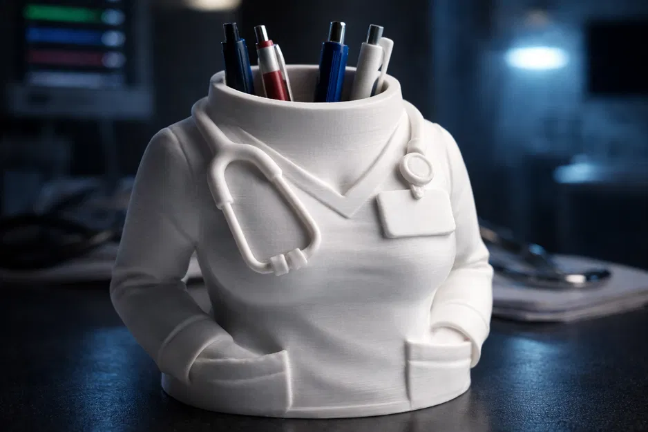 Ống Cắm Bút Áo Blouse Bác Sĩ – Organizer Bàn Làm Việc In 3D - Image 1