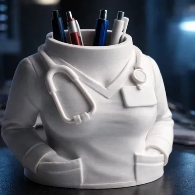 Ống Cắm Bút Áo Blouse Bác Sĩ – Organizer Bàn Làm Việc In 3D