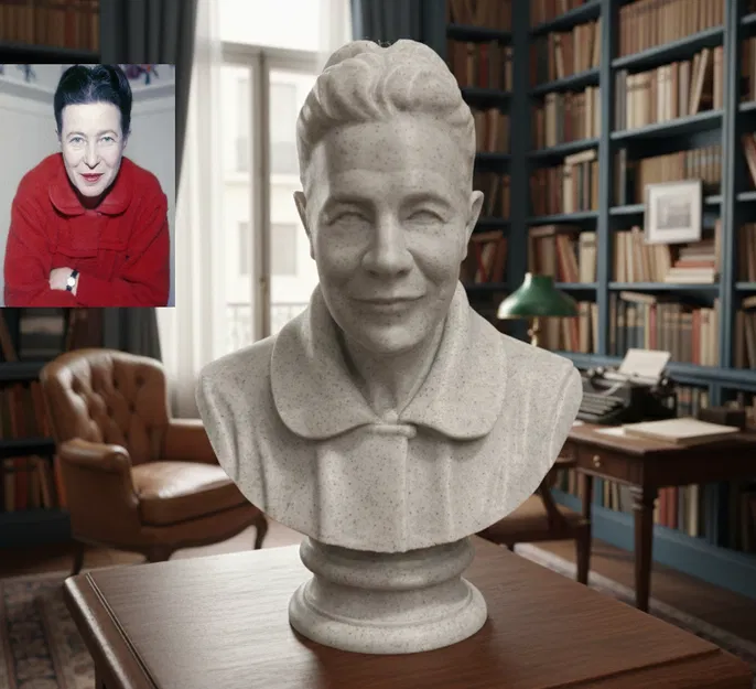 Simone Lucie Ernestine Marie Bertrand de Beauvoir – Bust (Tượng bán thân) - Image 1