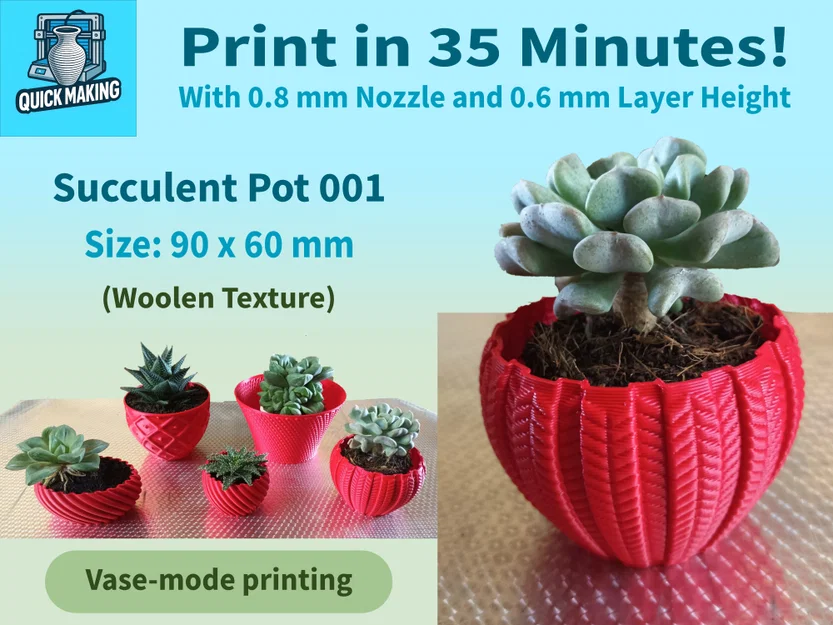 Chậu Succulent 001 – In Nhanh, Chi Tiết Cực Đẹp - Image 1