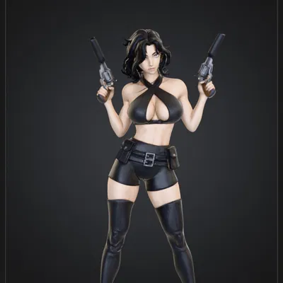 Aventurière armée – Tượng mini 3D stylized (STL) in PLA