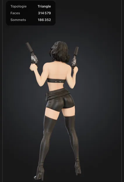 Aventurière armée – Tượng mini 3D stylized (STL) in PLA - Image 2