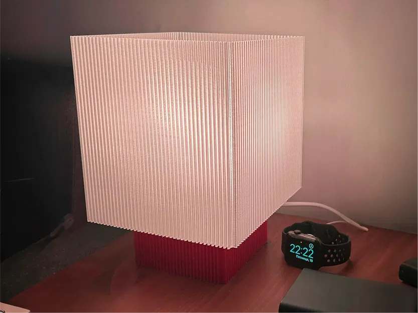 Đèn bàn khối lập phương gân (Cube ribbed table lamp) - Image 2
