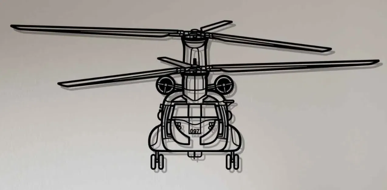 Tranh Treo Tường Silhouette Boeing CH-47D-F Chinook - Image 1