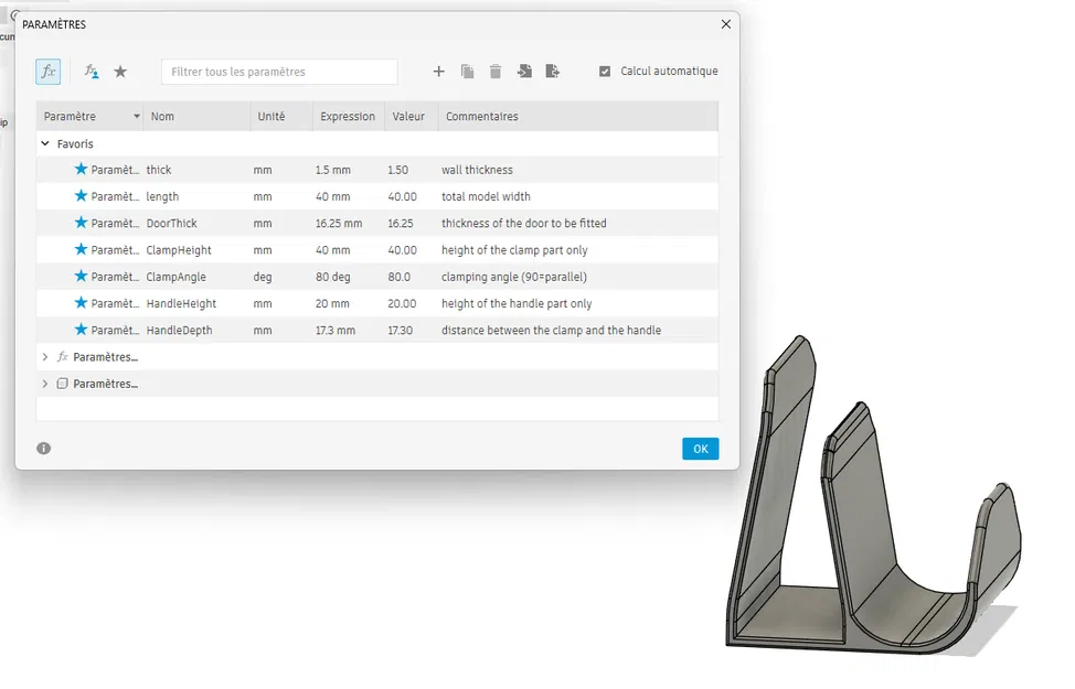 Tay nắm kẹp không cần vít cho ngăn kéo/cánh tủ (parametric) - Image 5