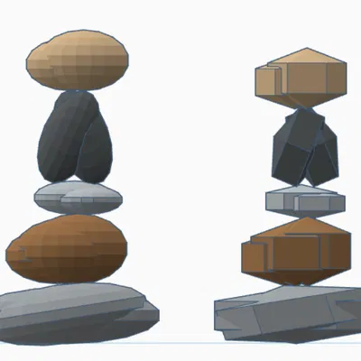 Bộ đá cân bằng Low‑poly tối giản