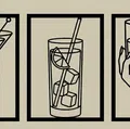 Tranh Treo Tường Bar Tối Giản | Bộ 3 Ly Cocktail | Martini, Whiskey & Highball - Thumbnail 1