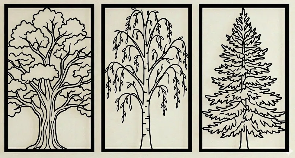 Bộ 3 Cây Rừng | Oak, Birch & Pine | Trang Trí Tường Thiên Nhiên - Image 1