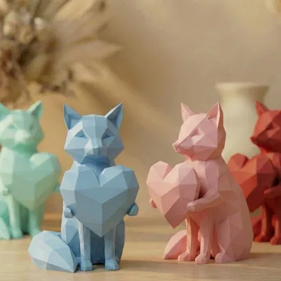 Cáo Trái Tim Dễ Thương - Decor Valentine Japandi