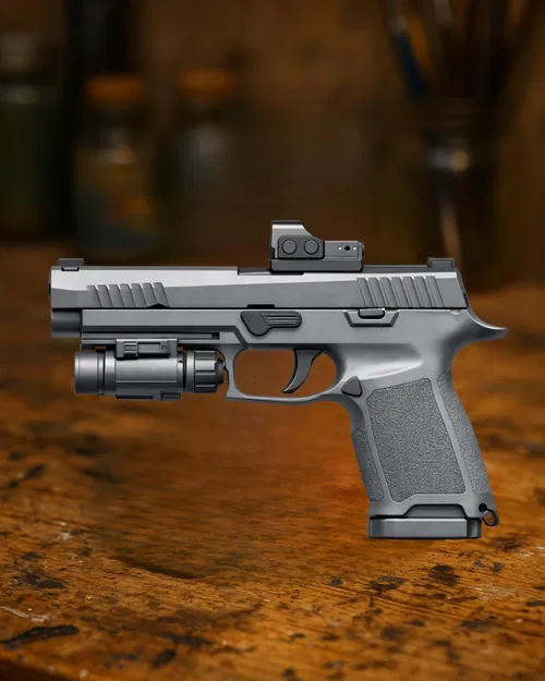 Replica súng ngắn chiến thuật hiện đại kèm optic & đèn weapon light - Image 1