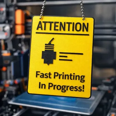Bảng “Attention Fast Printing In Progress!”