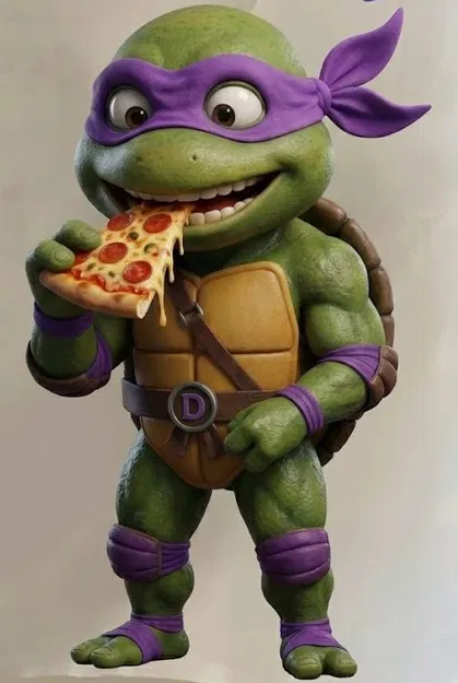 Donatello (TMNT) Chibi Dễ Thương Nghỉ Ăn Pizza - Image 4