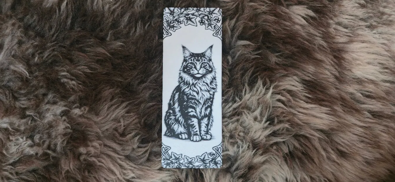 Minh hoạ Bookmark Mèo Rừng Đen Trắng - Image 1