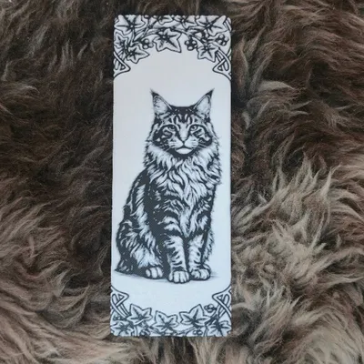 Minh hoạ Bookmark Mèo Rừng Đen Trắng