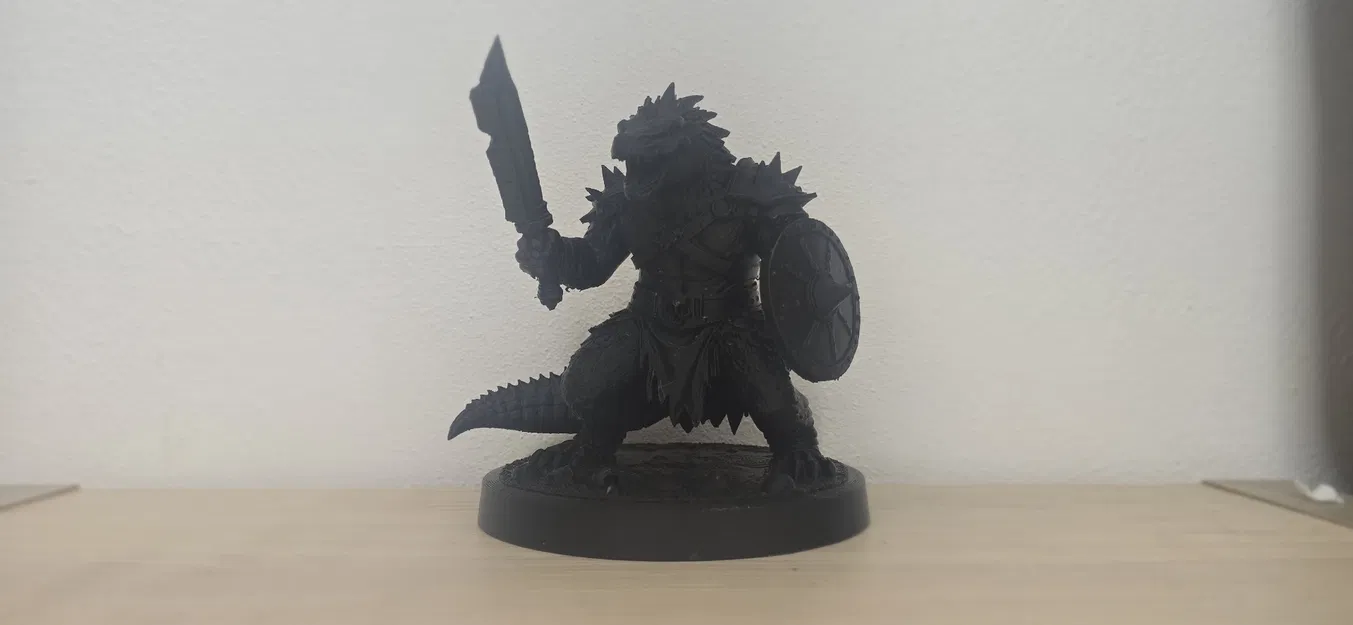 Chiến Binh Cá Sấu Đen với Kiếm và Khiên - Image 1