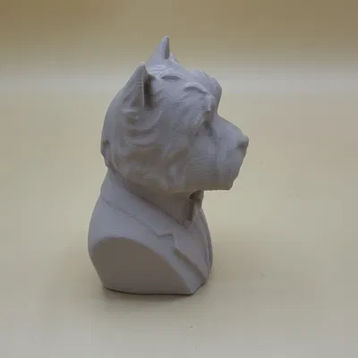 Tượng bán thân chó West Highland White Terrier ăn mặc lịch lãm