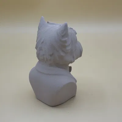 Tượng bán thân chó West Highland White Terrier ăn mặc lịch lãm