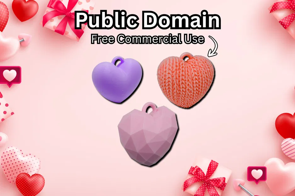 Bộ Móc Khóa Trái Tim - Kiểu Đan/Classic/LowPoly - FreeUse - Image 1